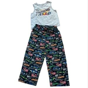 2 Pc Gymboree race car pajamas pjs black multicolored  boys sz 4 flame resistant